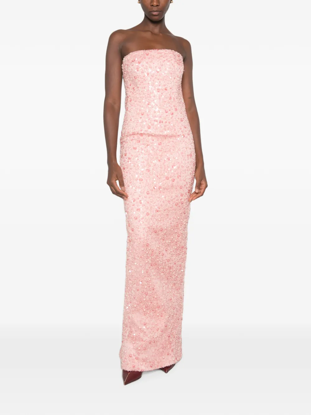 The New Arrivals Ilkyaz Ozel Nara maxi-jurk verfraaid met pailletten Roze