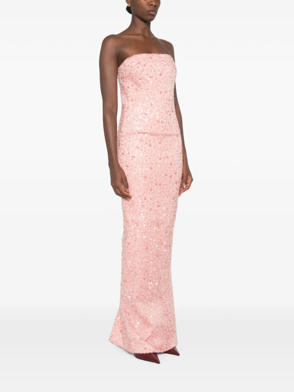 The New Arrivals Ilkyaz Ozel Nara maxi-jurk verfraaid met pailletten Roze
