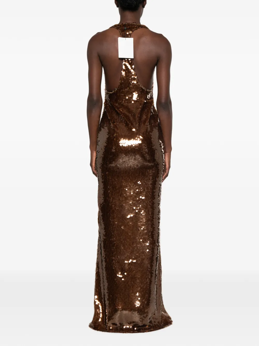 The New Arrivals Ilkyaz Ozel Olympia maxi-dress verfraaid met pailletten Bruin