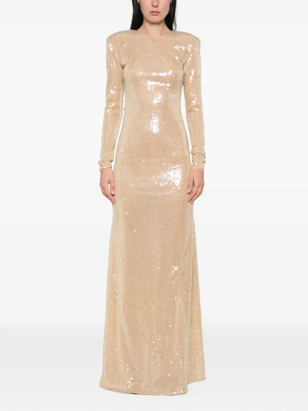 The New Arrivals Ilkyaz Ozel Venom maxi-jurk met open achterkant en verfraaid met pailletten Goud
