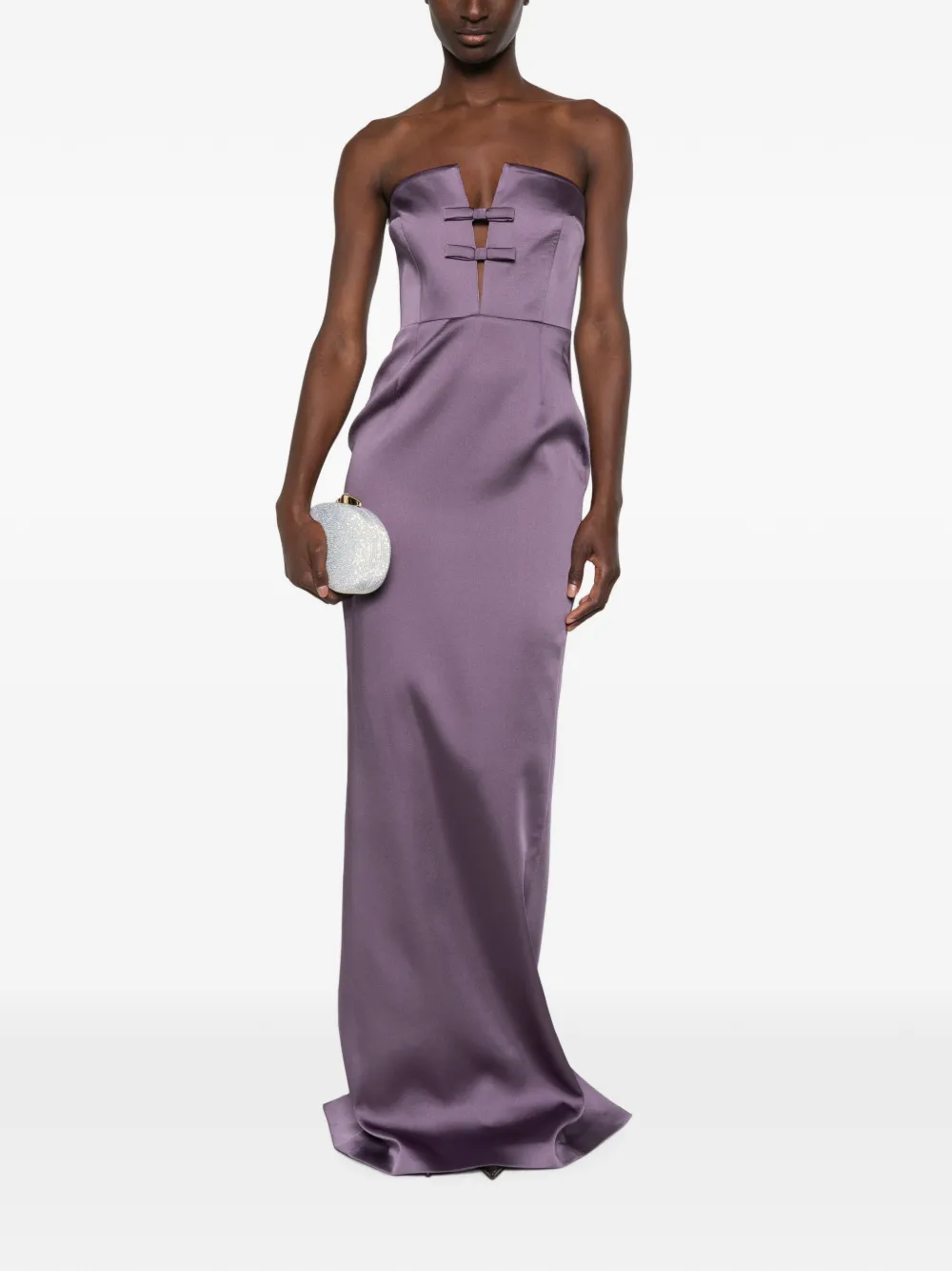 The New Arrivals Ilkyaz Ozel Jurk met strikdetail Paars