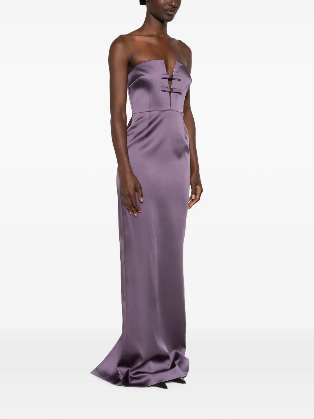 The New Arrivals Ilkyaz Ozel Jurk met strikdetail Paars