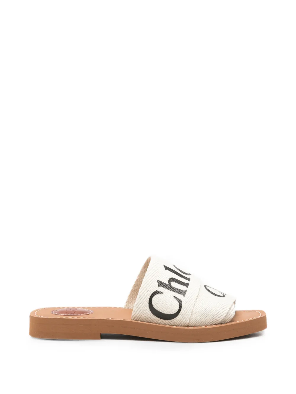 Chloé Woody Logo-print Sandals In Gold