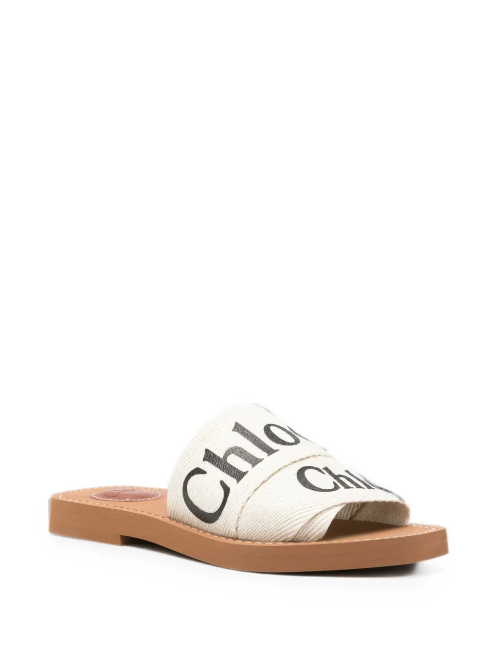 Chloé Woody logo-print sandals Beige