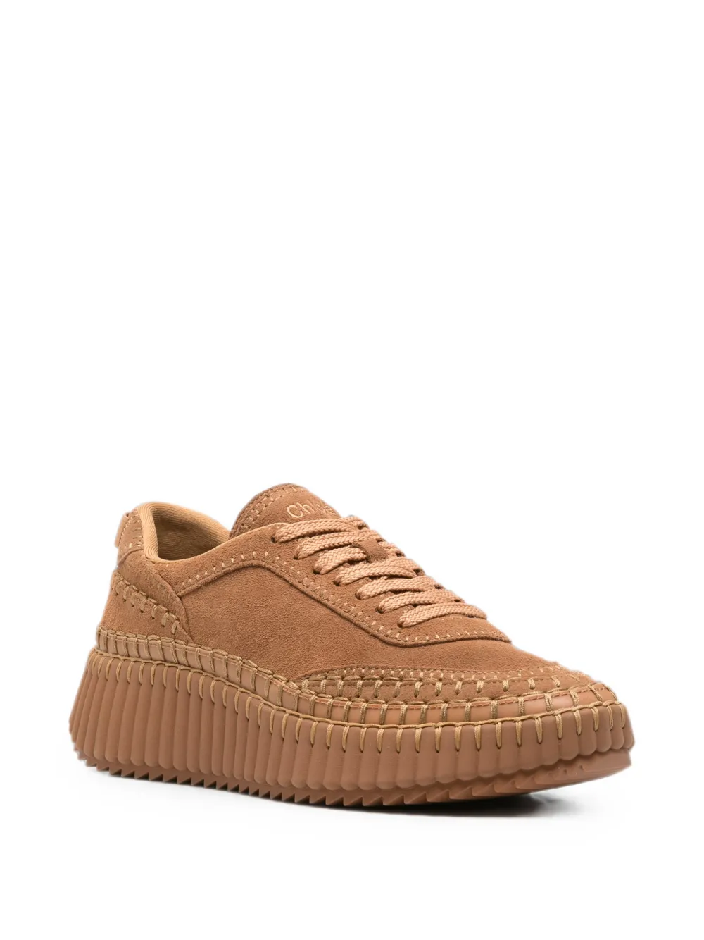 Chloé Nama suède sneakers met stiksels Bruin
