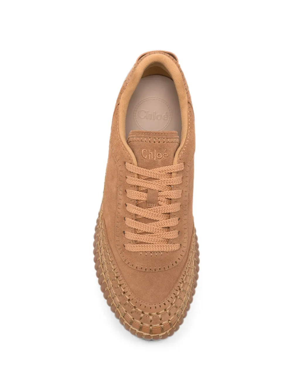 Chloé Nama suède sneakers met stiksels Bruin