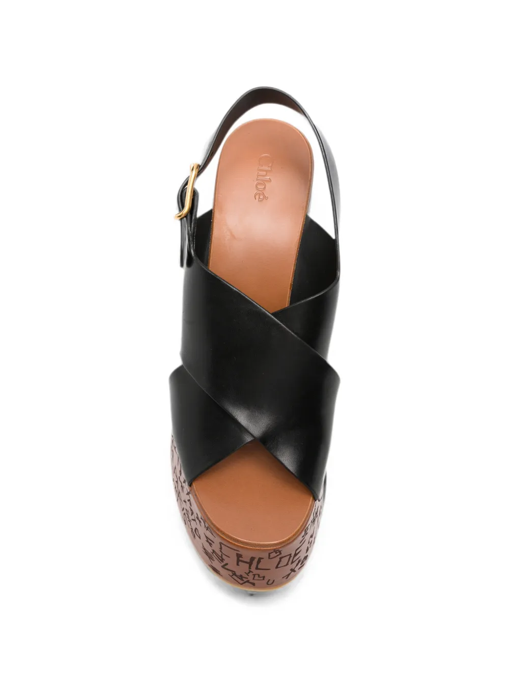 Chloé scribble-print wedge sandals Zwart