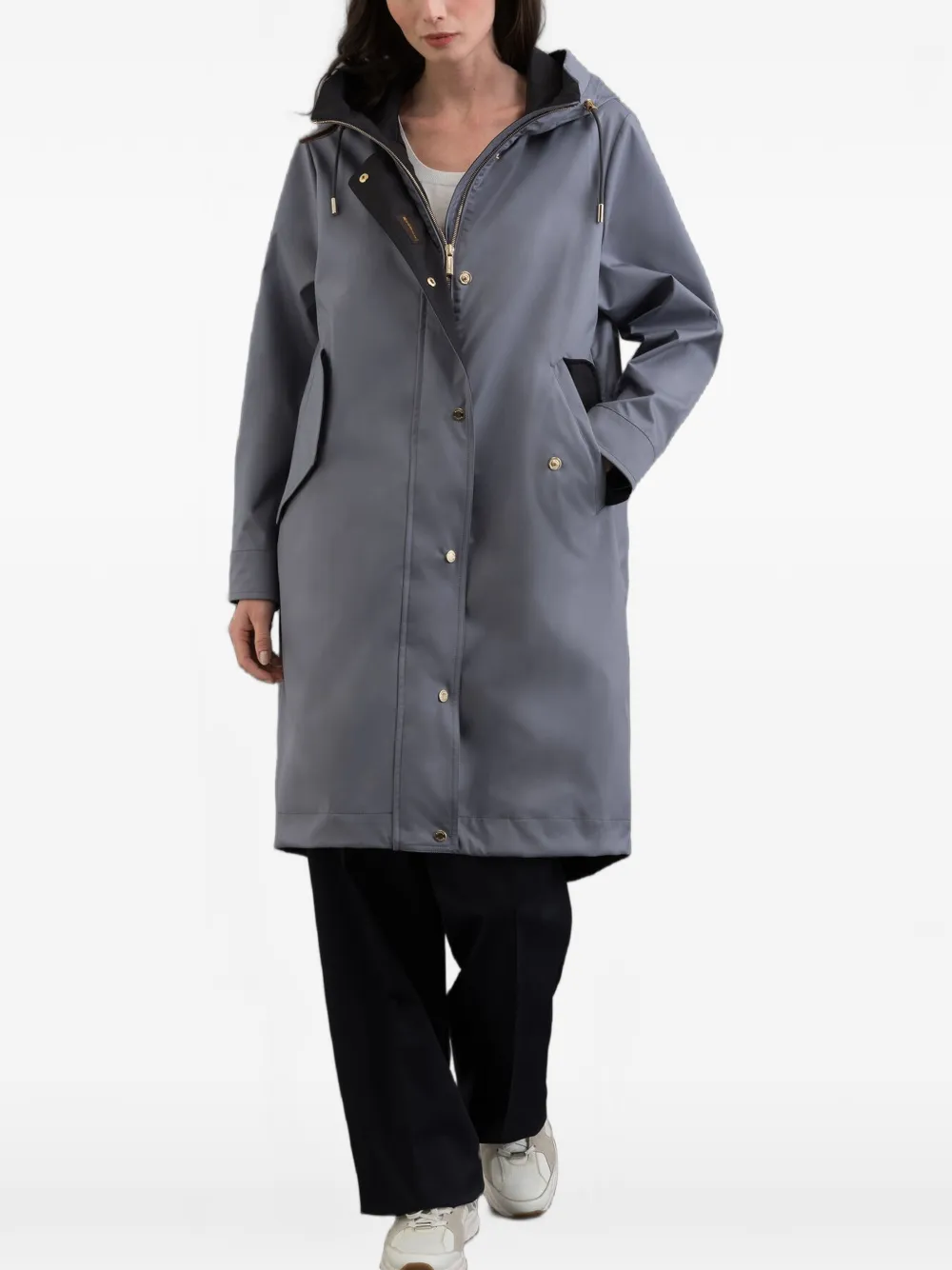 Moorer Molly gabardine jas met capuchon Blauw