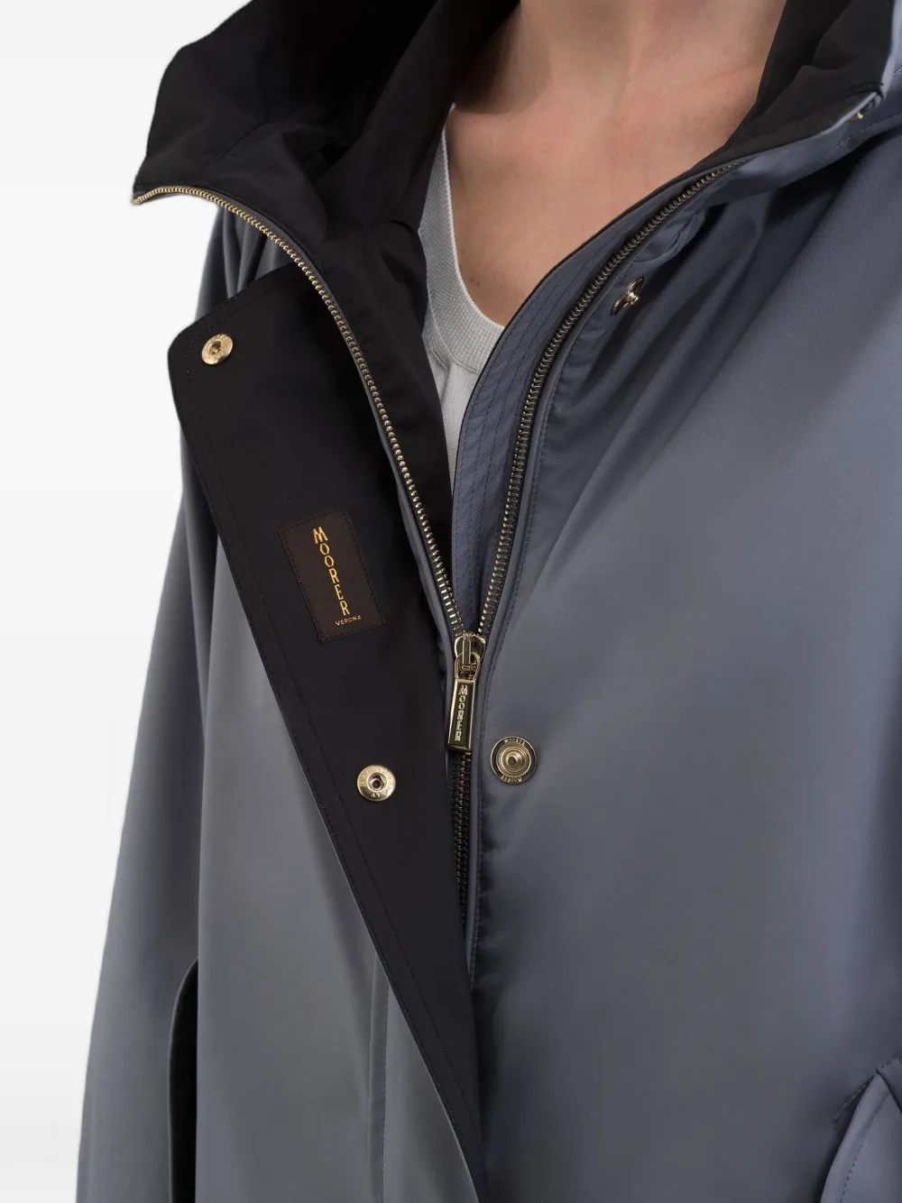 Moorer Molly gabardine jas met capuchon Blauw