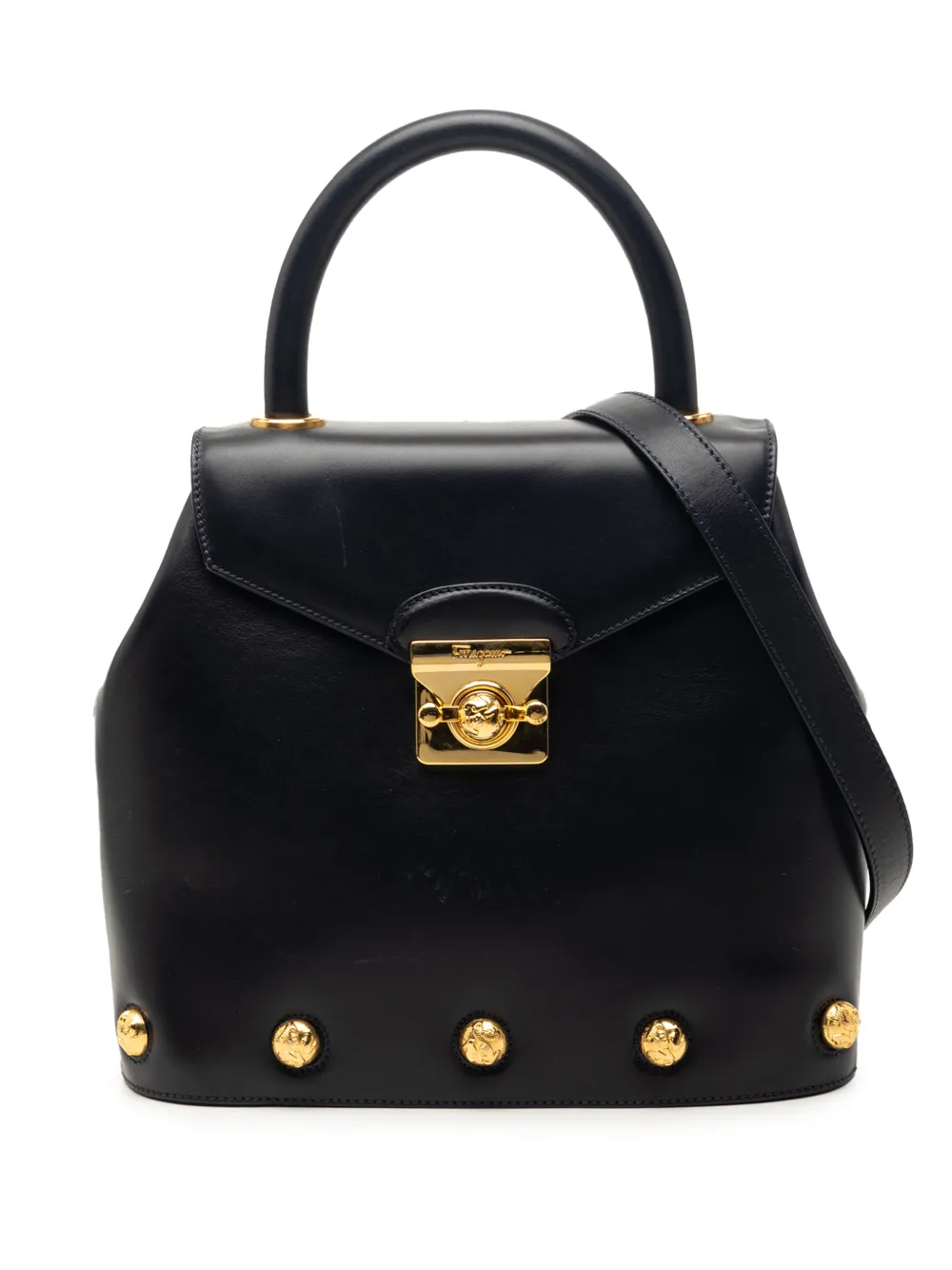 Ferragamo Pre-Owned 20th Century Studded Leather satchel - Blu