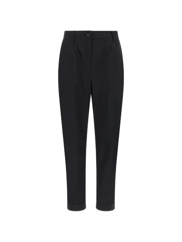 Kiton Pleated Turn-up Trousers in Black