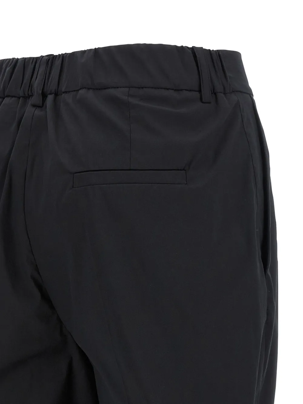 Kiton Pleated Turn-up Trousers in Black, view 4