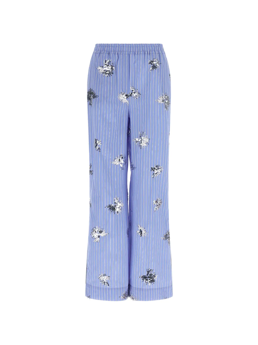 LE TWINS sequin-embroidered striped trousers - Blu
