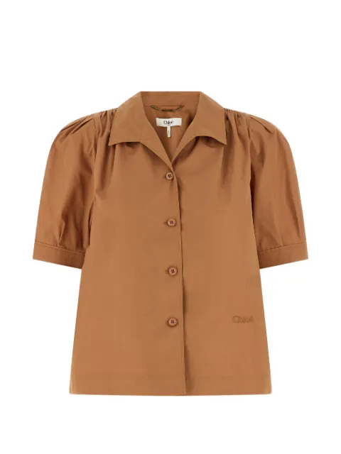 Chloé logo-embroidered gathered shirt