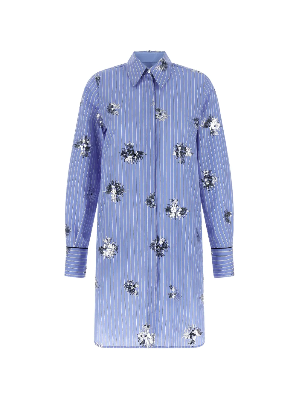 LE TWINS Silenzio sequin-embellished striped dress - Blu