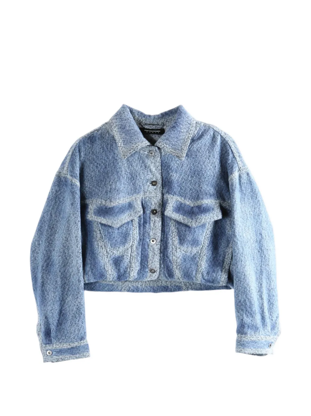 Kiko Kostadinov acid-wash cropped jacket - Blu