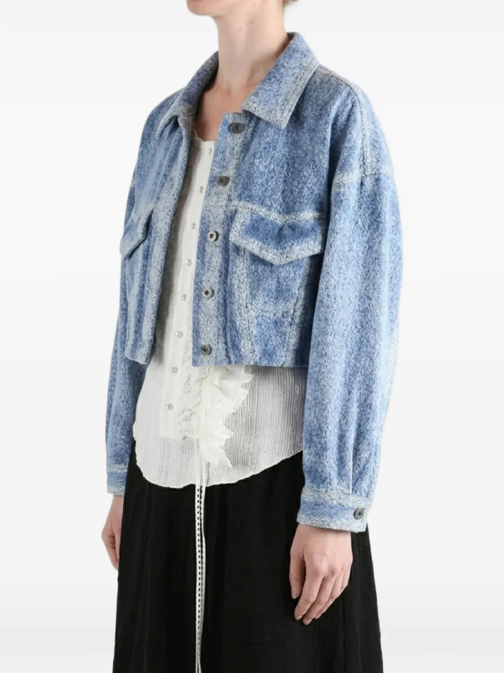 Kiko Kostadinov Cropped jack met acid wassing Blauw