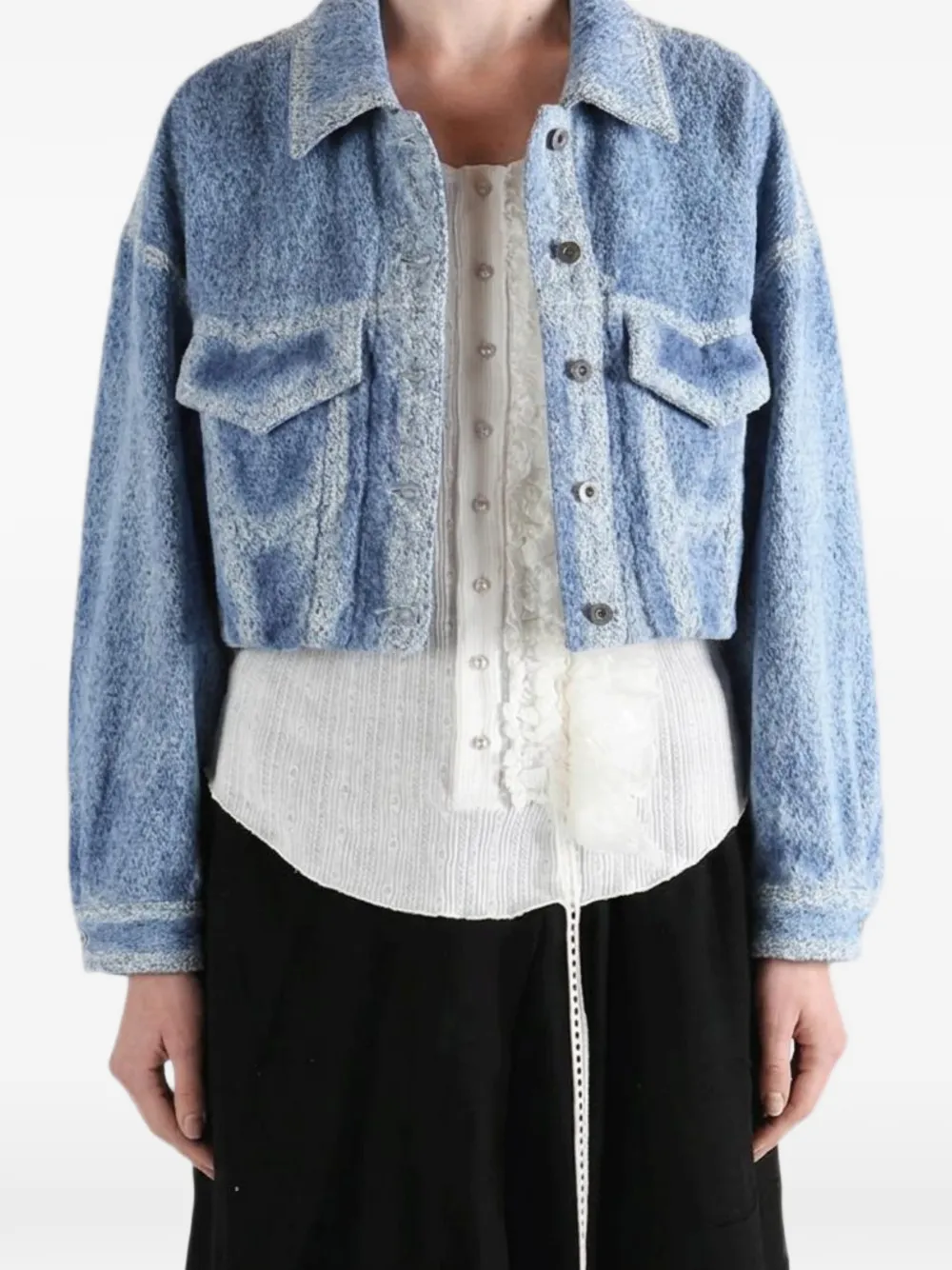 Kiko Kostadinov Cropped jack met acid wassing Blauw