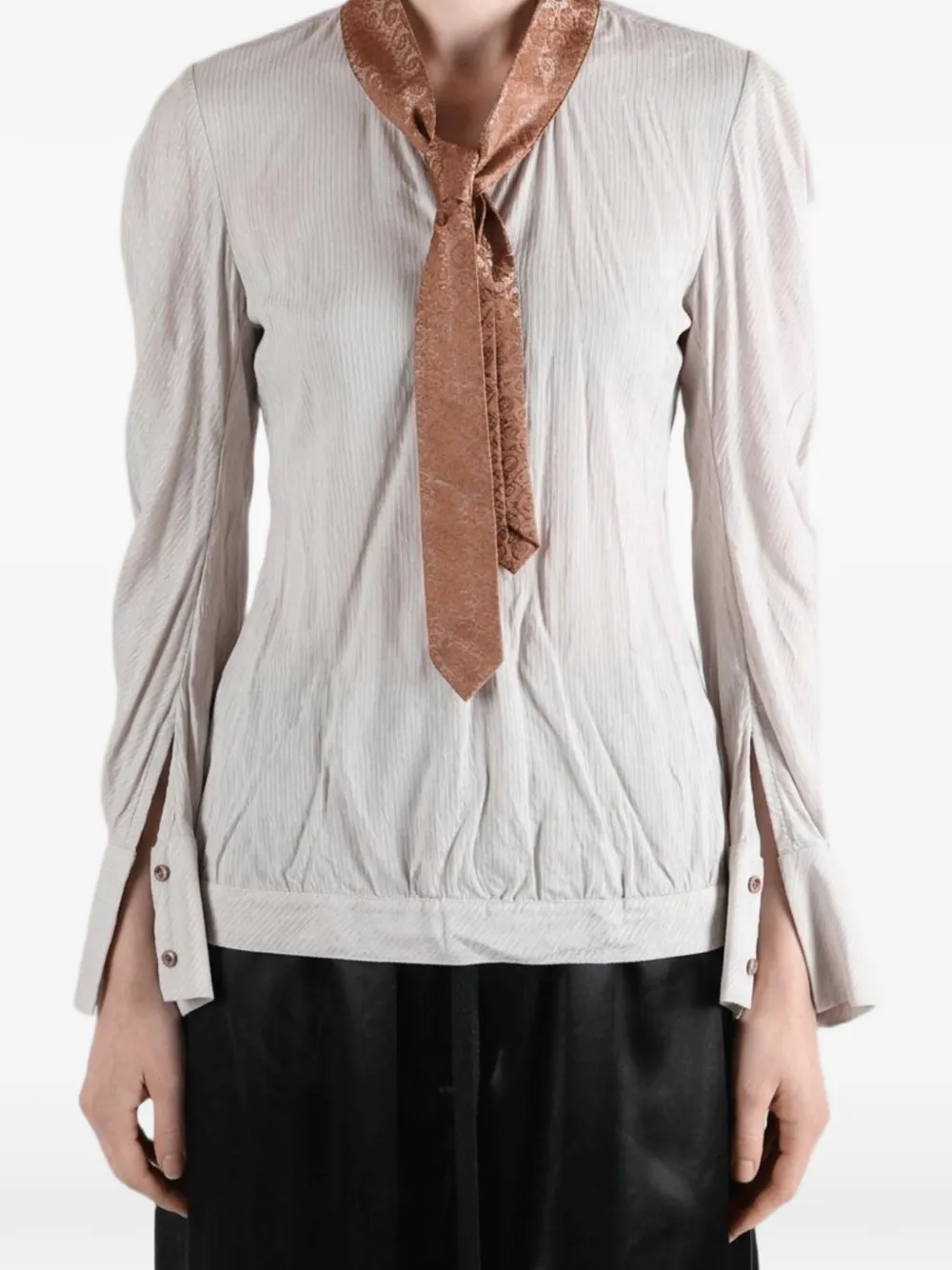 Kiko Kostadinov tie-detail crinkled top - Toni neutri