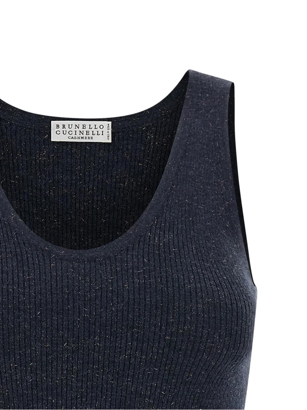 Brunello Cucinelli Geribbelde glitter tanktop Blauw