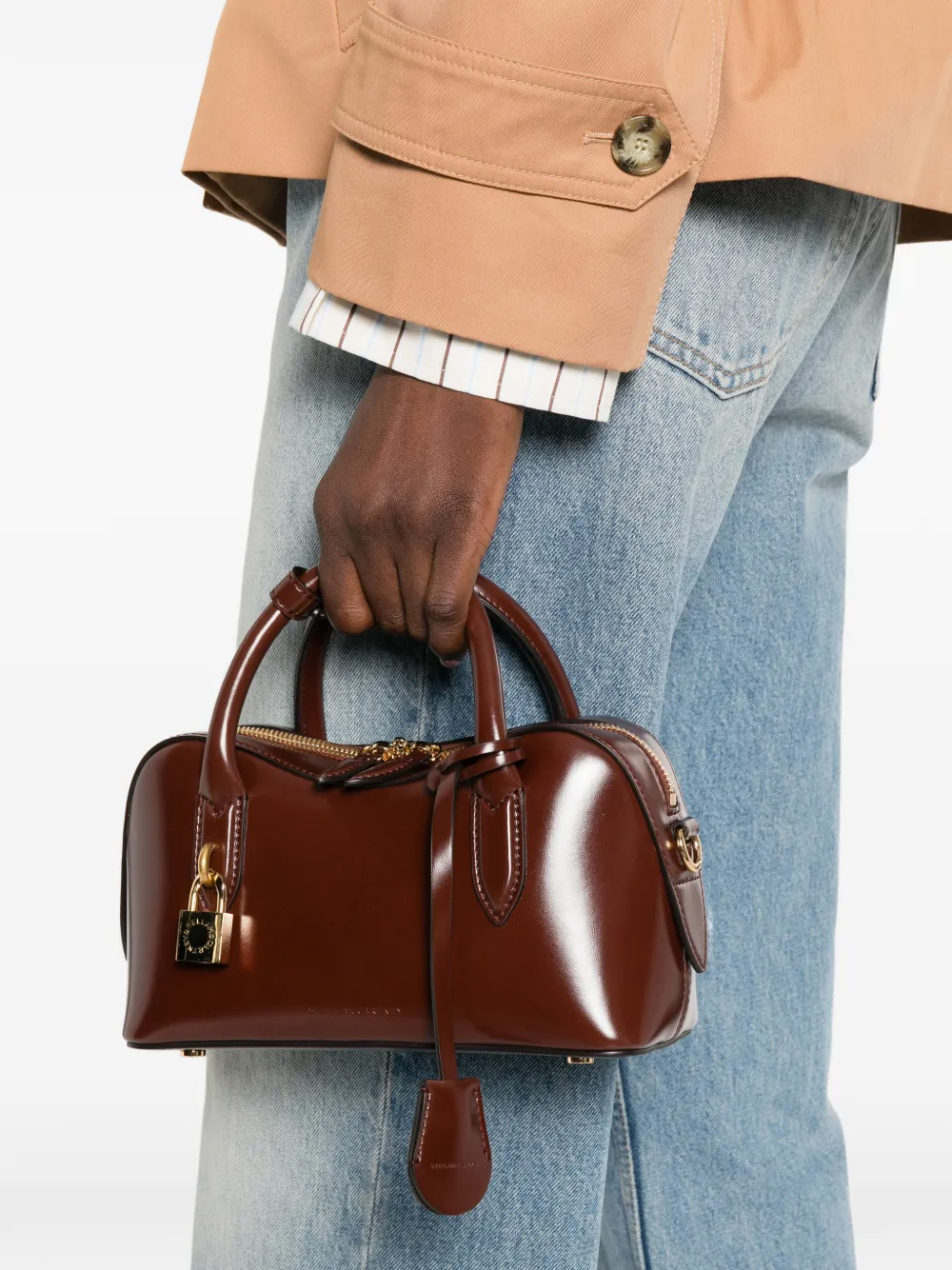 Stella McCartney Kleine Ryder shopper met hangslot Bruin