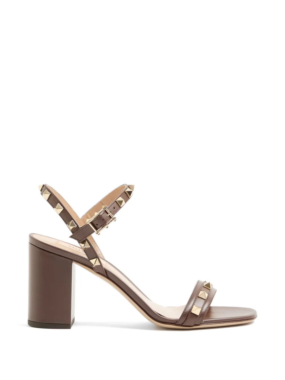 Valentino Garavani Rockstud sandalen van korrelig kalfsleer met bandje 80 mm Bruin