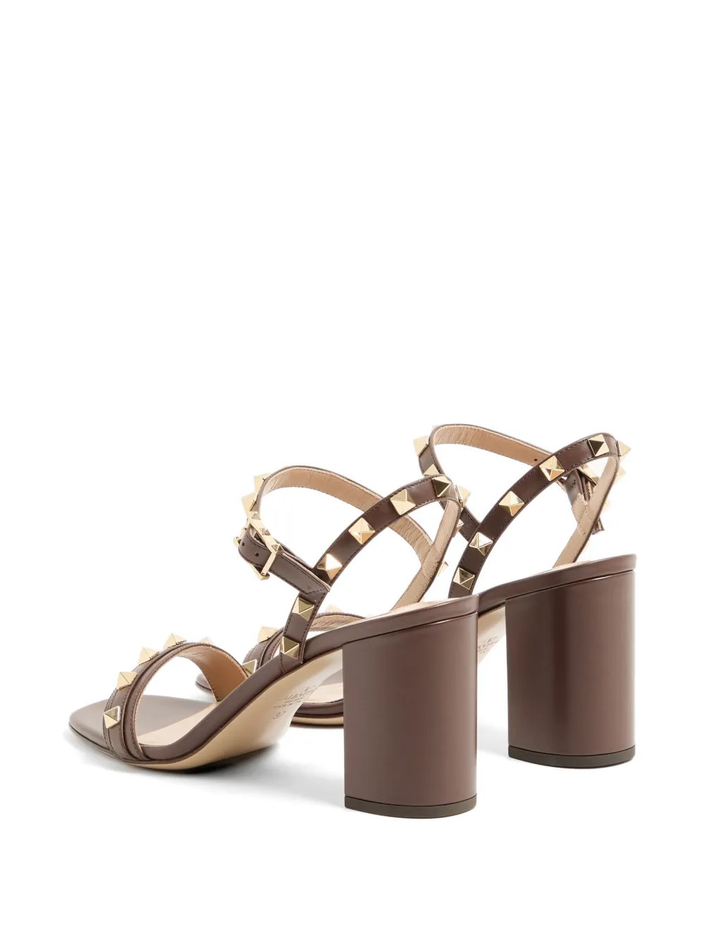 Valentino Garavani Rockstud sandalen van korrelig kalfsleer met bandje 80 mm Bruin
