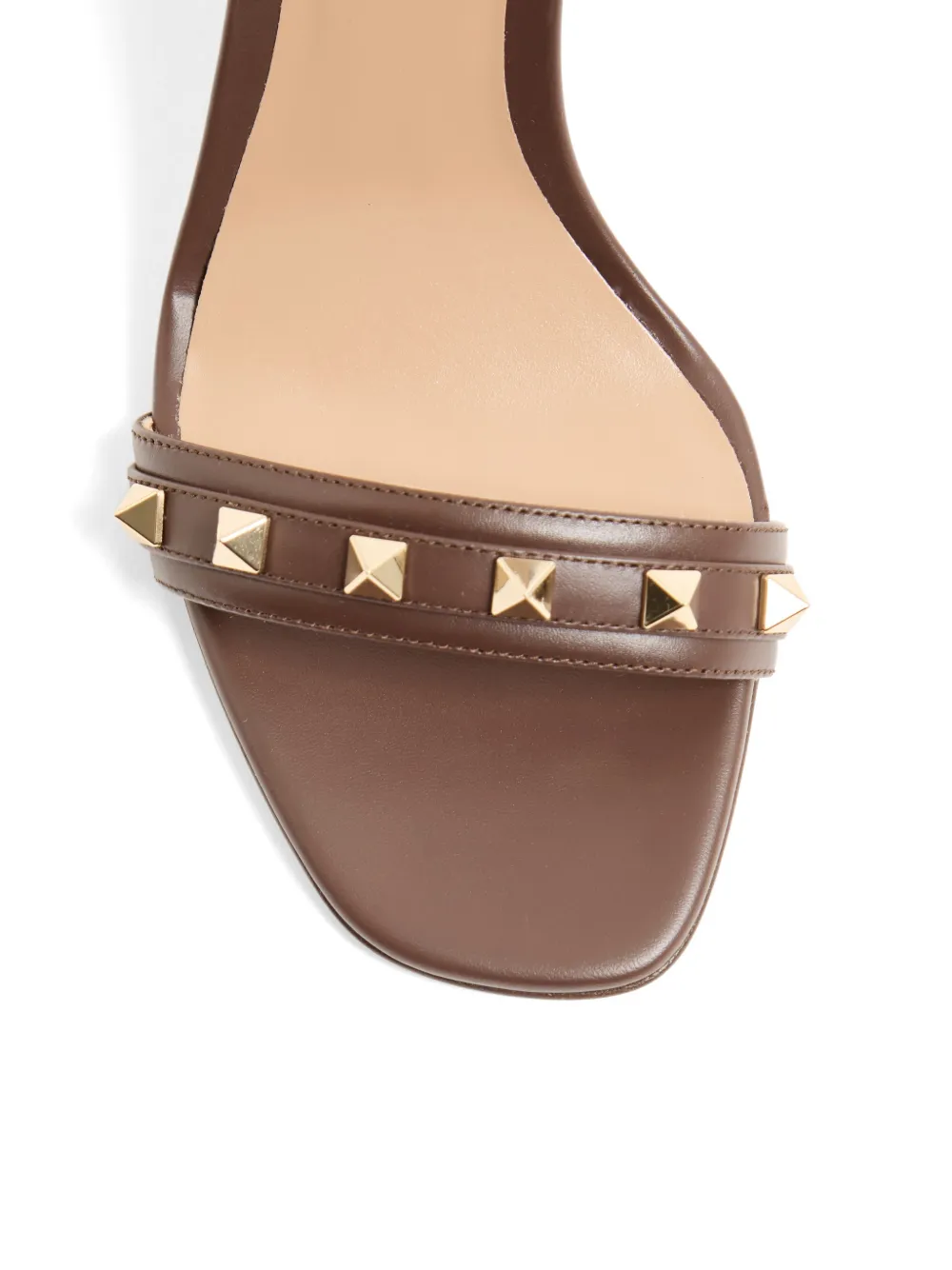 Valentino Garavani Rockstud sandalen van korrelig kalfsleer met bandje 80 mm Bruin