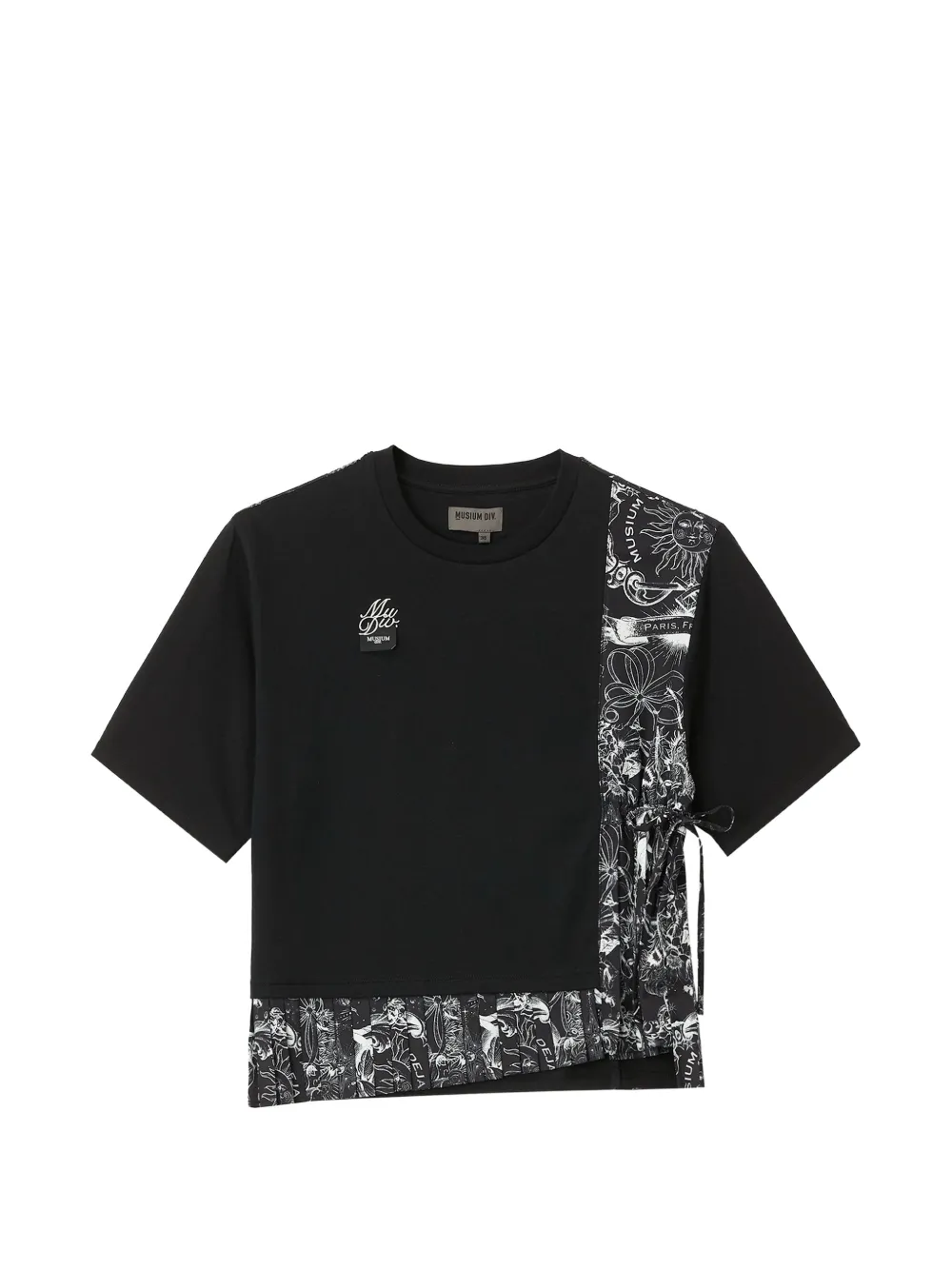 Musium Div. Graphic-print Pleated T-shirt In Black