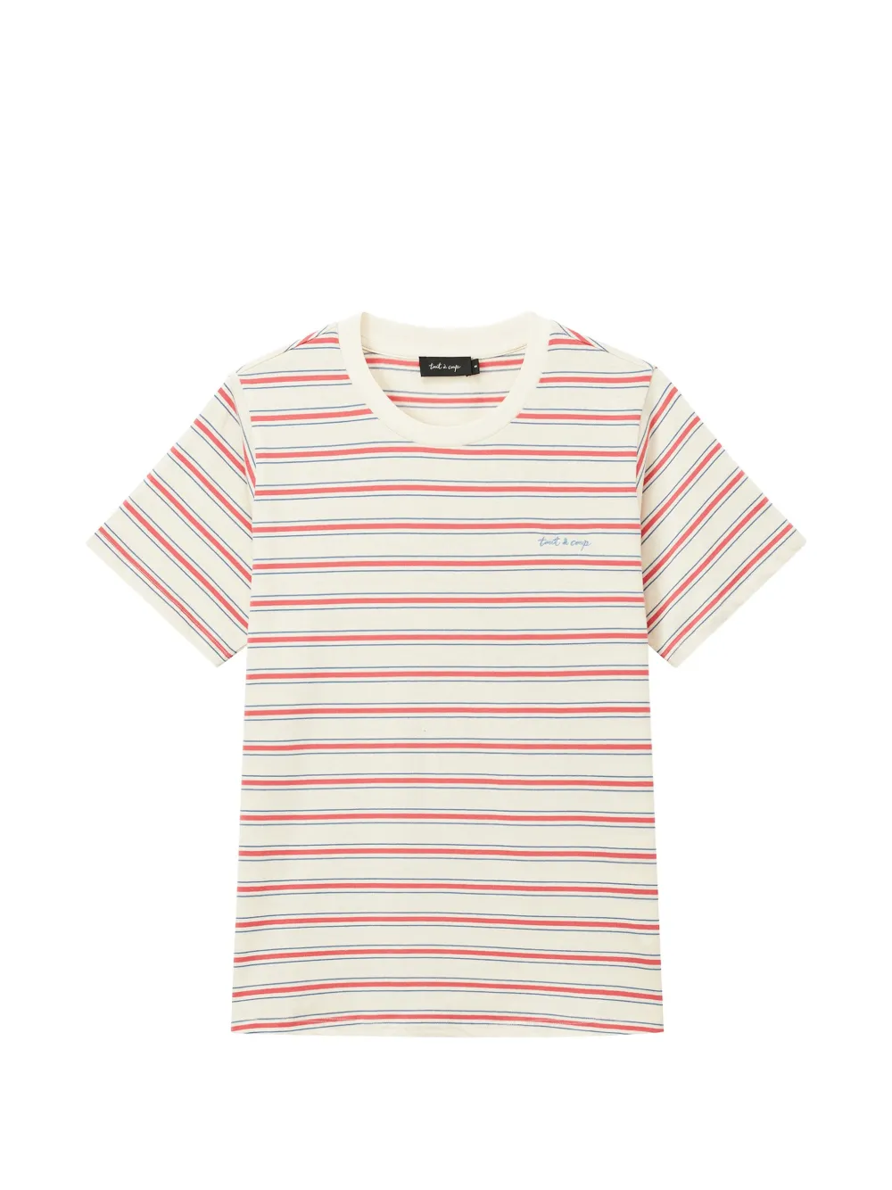 tout a coup striped embroidered-logo T-shirt - Toni neutri