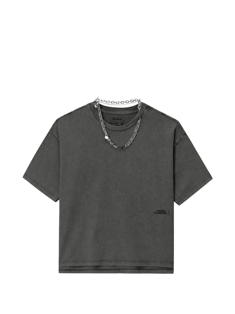 Musium Div. Chain-detail Heart-pendant T-shirt In Gray