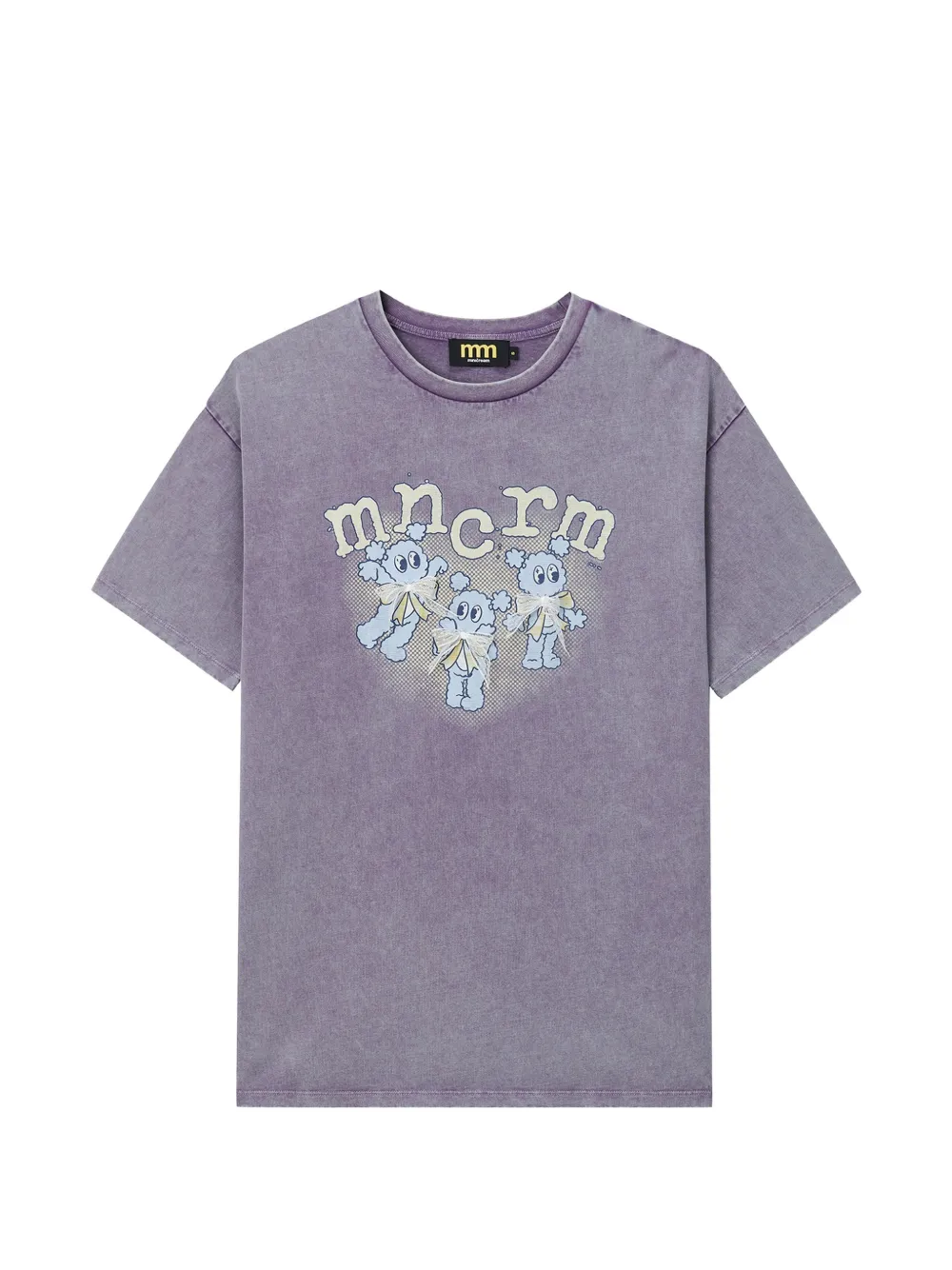 Mini Cream graphic-print bow-detail T-shirt - Viola