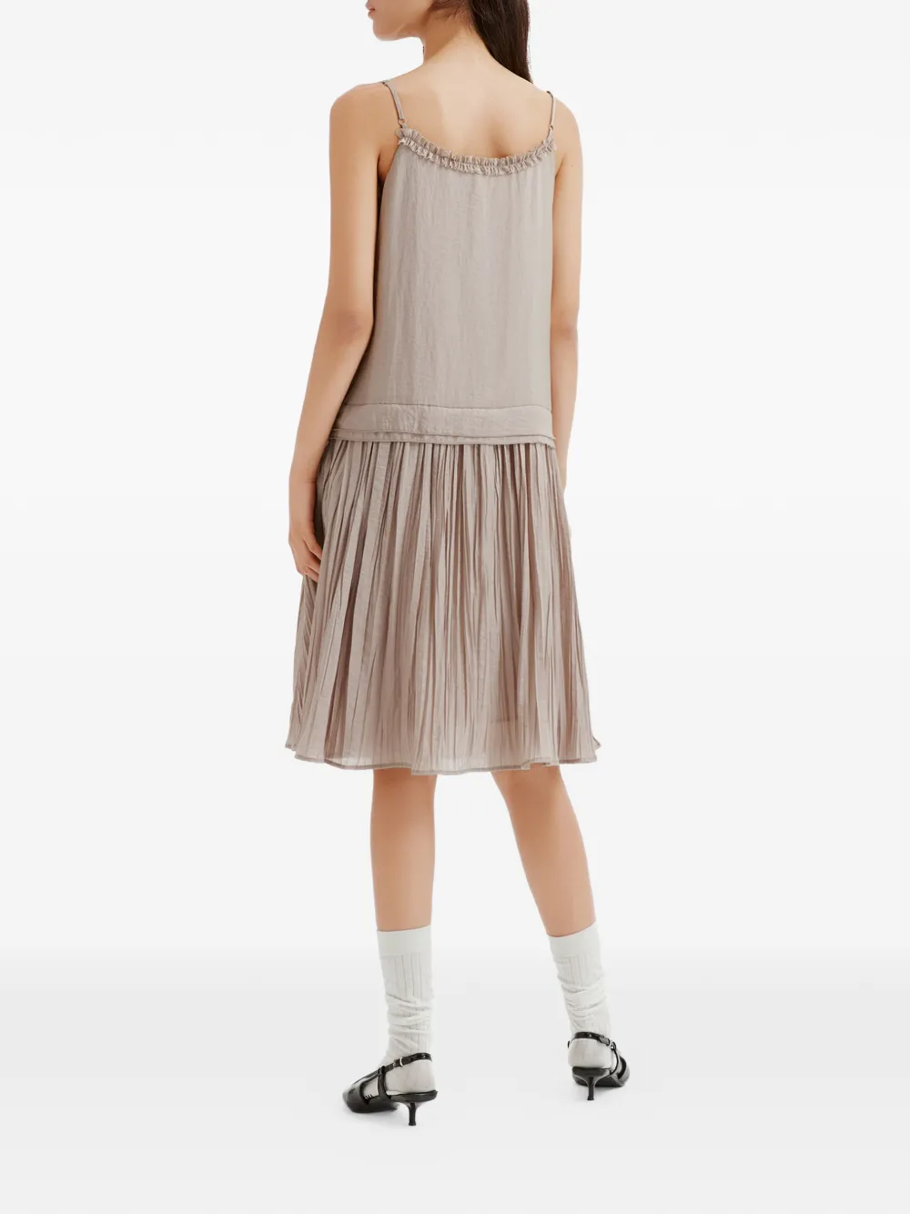 b+ab Geplooide mini-jurk met ruches Beige