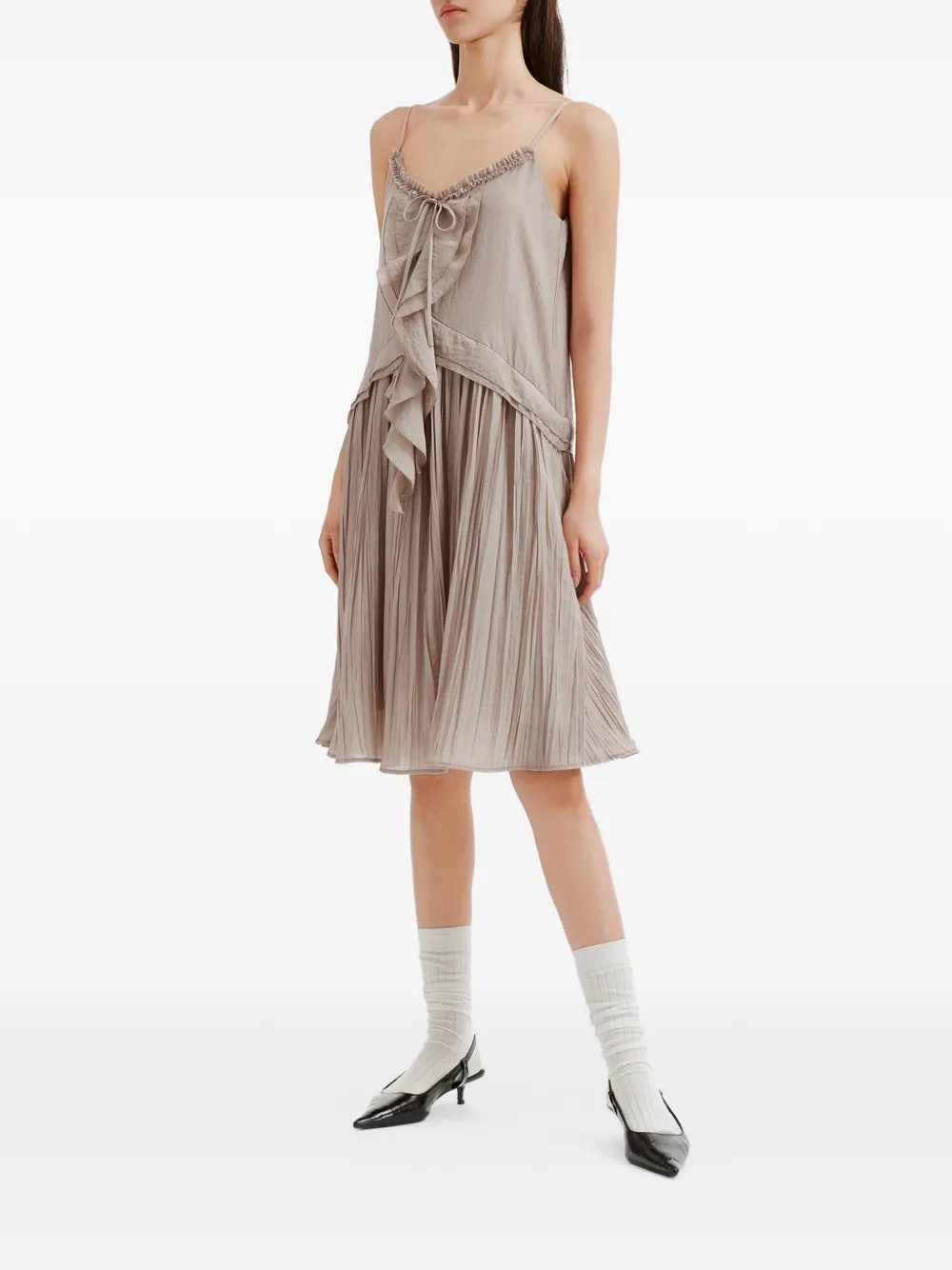 b+ab Geplooide mini-jurk met ruches Beige