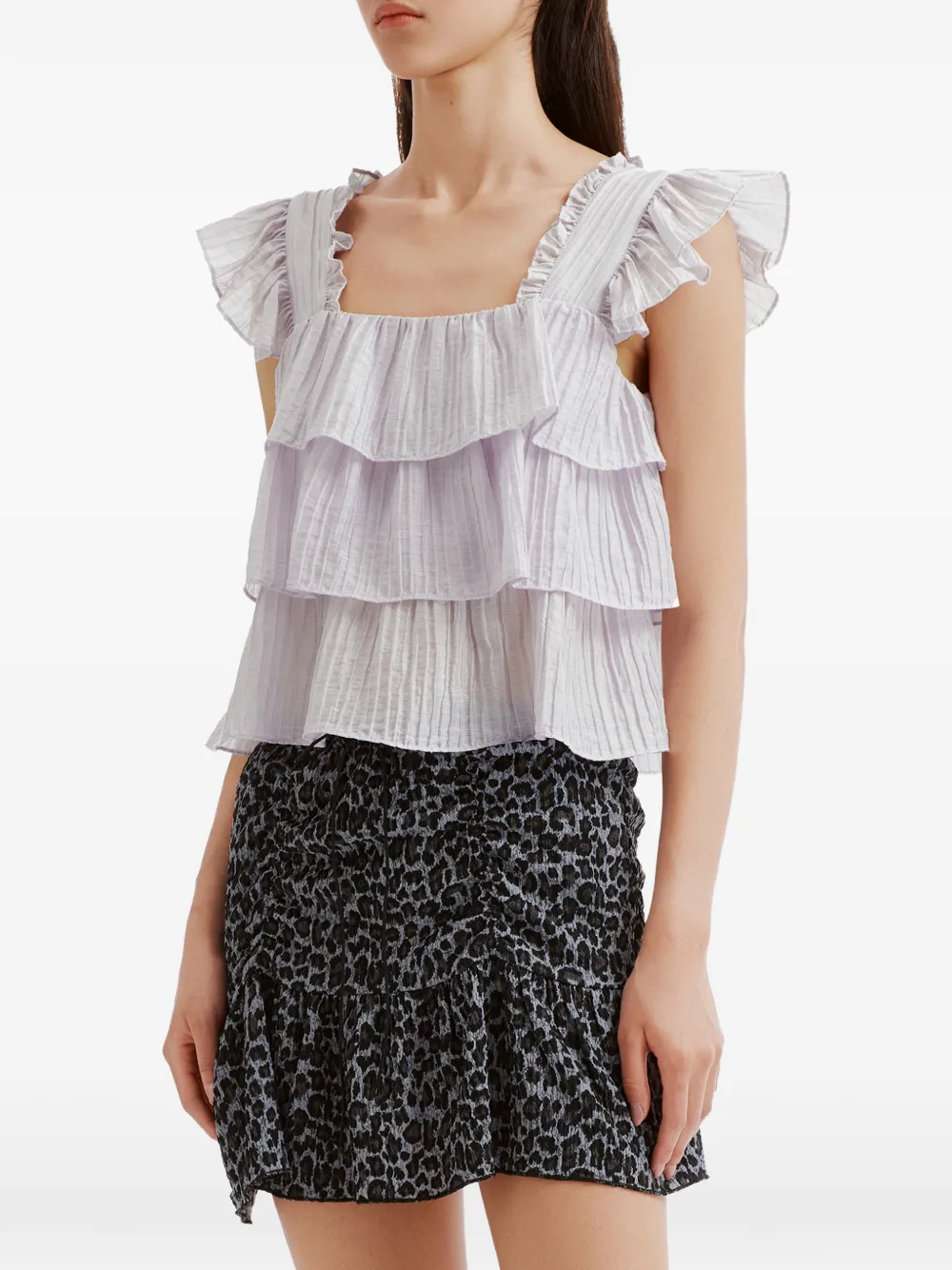 b+ab Top met ruches Paars
