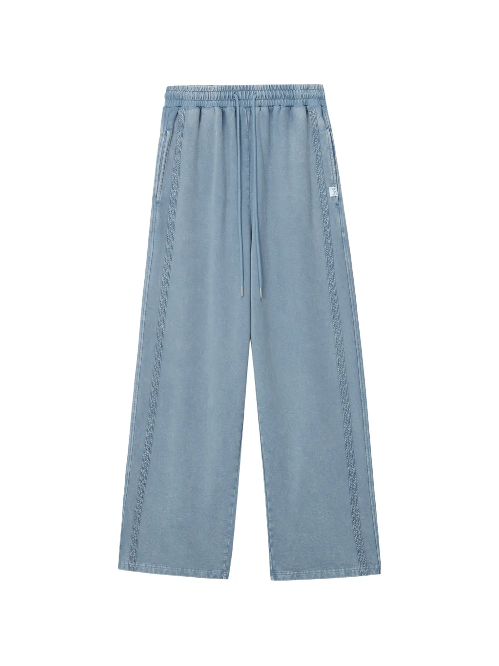 Mini Cream lace-trim drawstring trousers - Blu