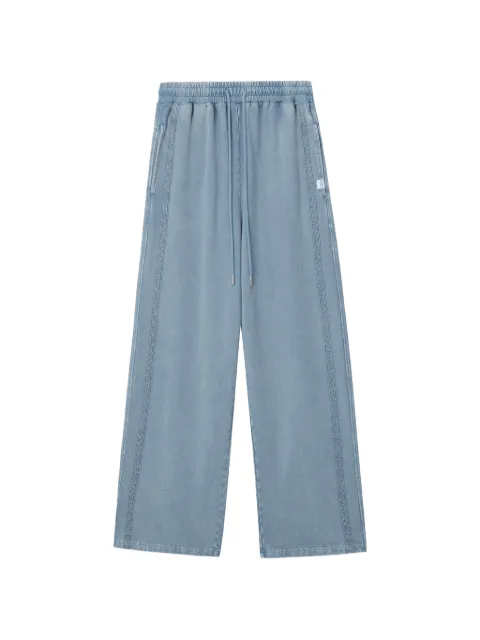 Mini Cream lace-trim drawstring trousers