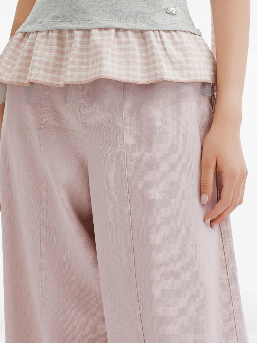 Mini Cream Broek met wijde pijpen Roze