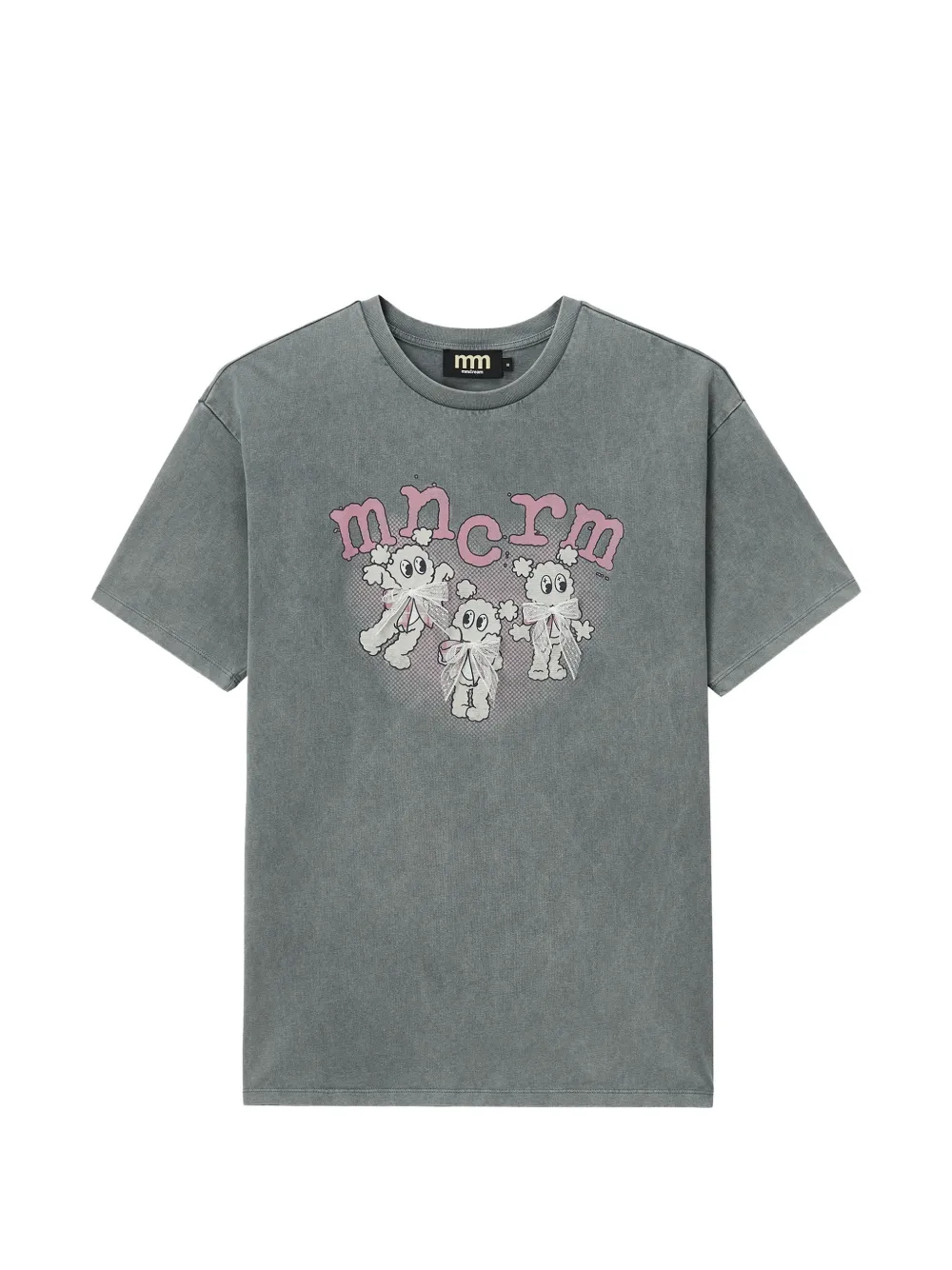 Mini Cream bow-detail graphic-print T-shirt - Grigio