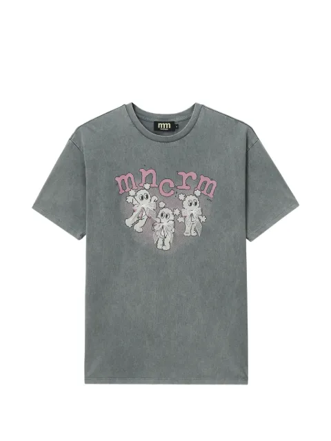 Mini Cream bow-detail graphic-print T-shirt