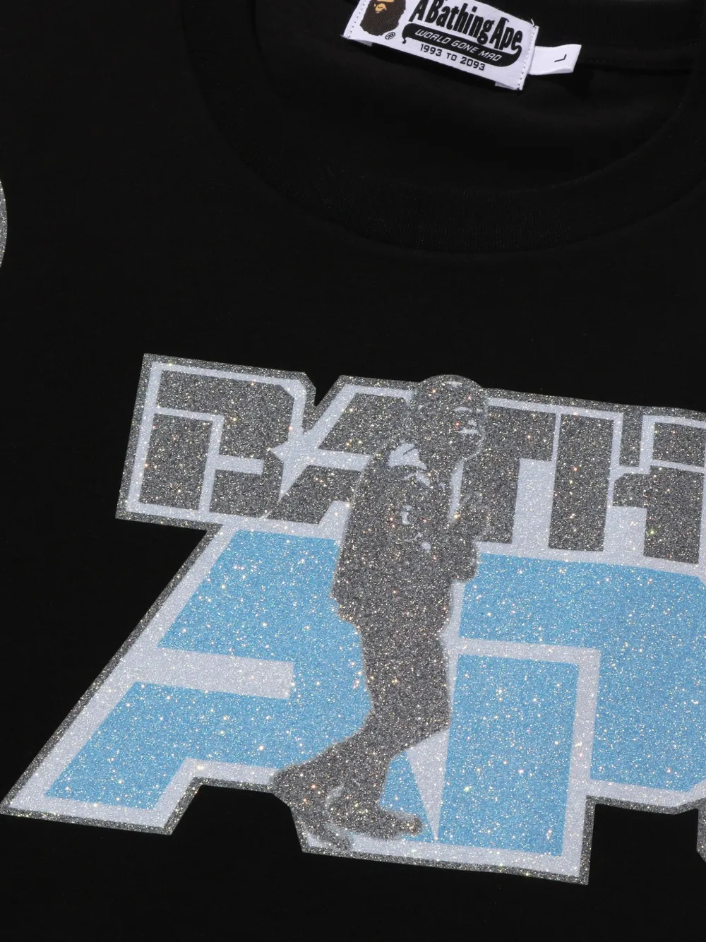 A BATHING APE T-shirt met logopatch en glitter Zwart