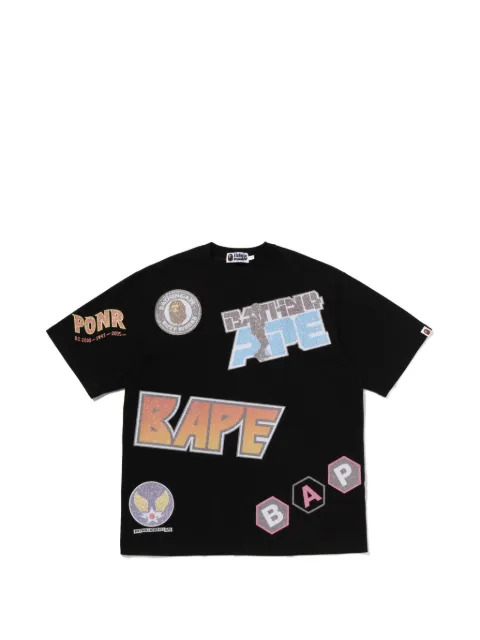 A BATHING APE® glitter-effect logo-patch T-shirt