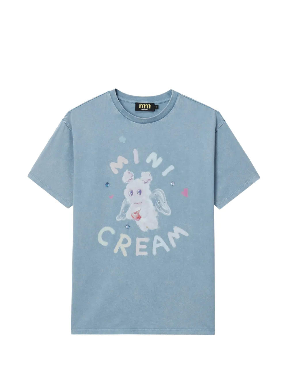 Mini Cream graphic-print cotton T-shirt - Blu
