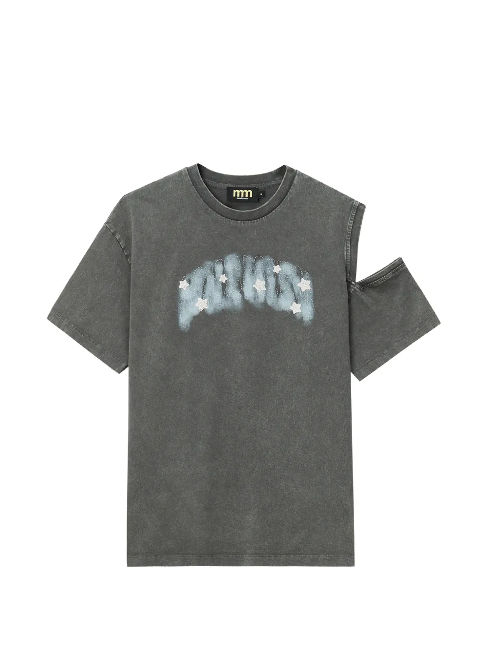 Mini Cream cut-out star-embellished T-shirt - Grigio