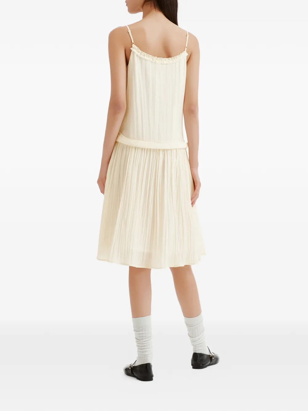 b+ab Geplooide mini-jurk met ruches Beige