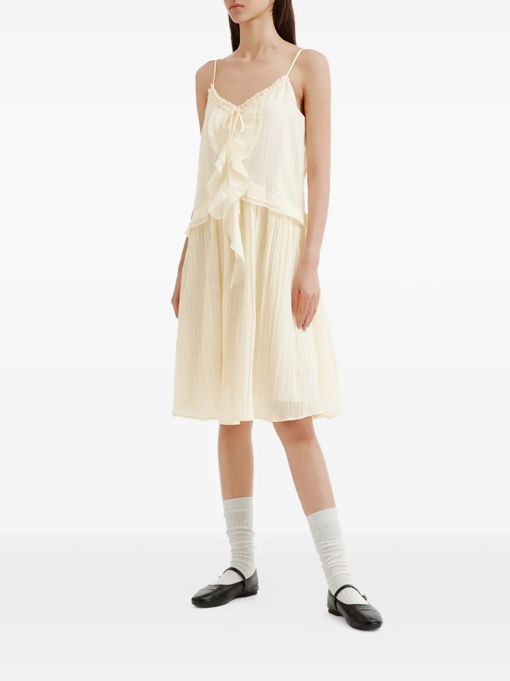 b+ab Geplooide mini-jurk met ruches Beige