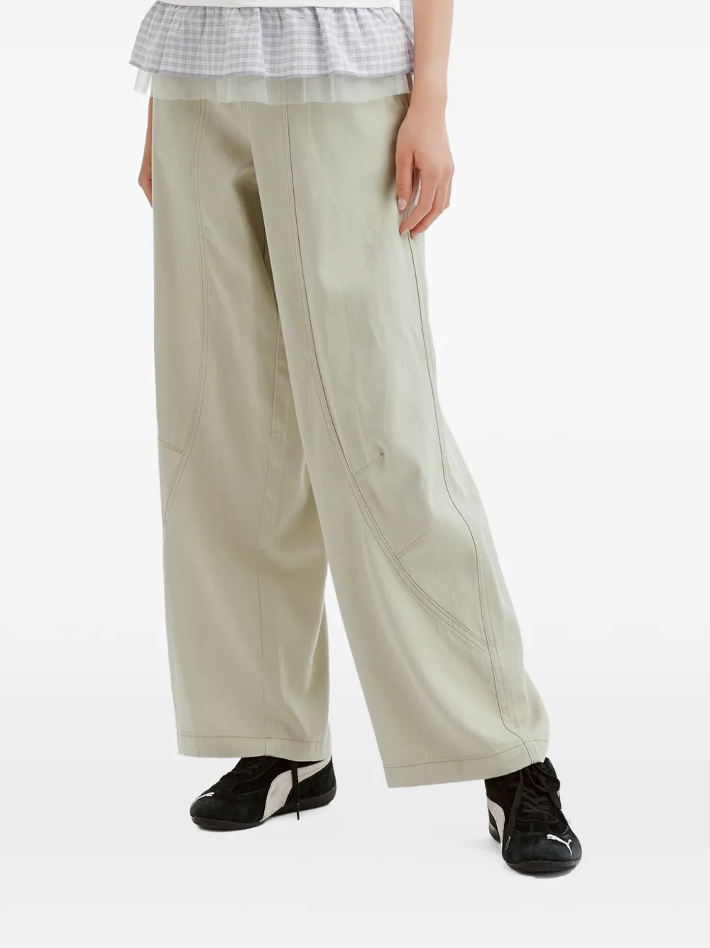 Mini Cream Broek met wijde pijpen Beige