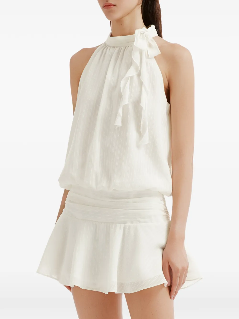 b+ab Gelaagde mini-jurk met ruches Beige