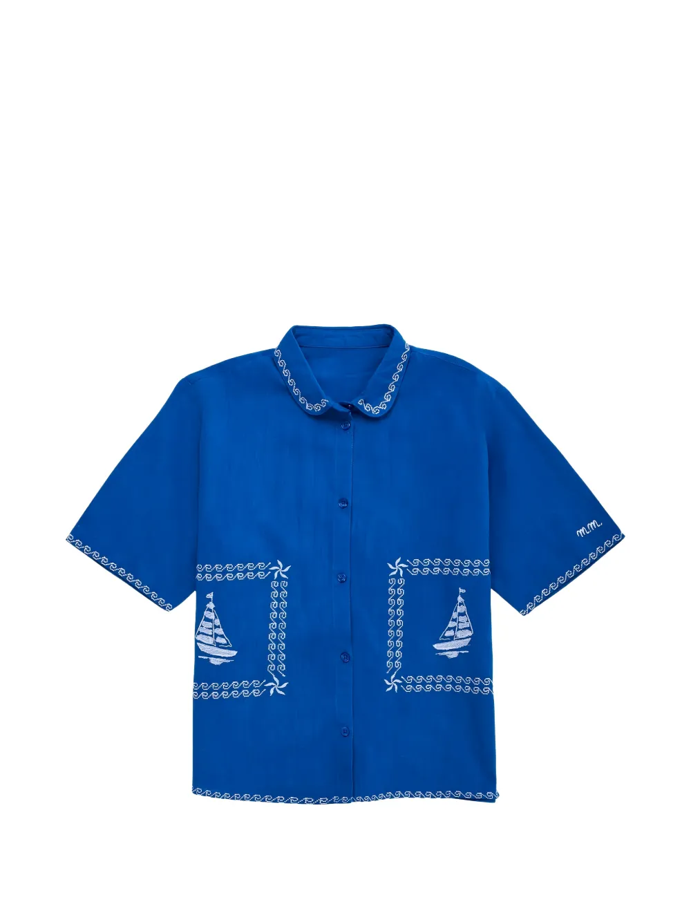 MAISON MANGOSTAN KIDS Barcos embroidered shirt - Blu