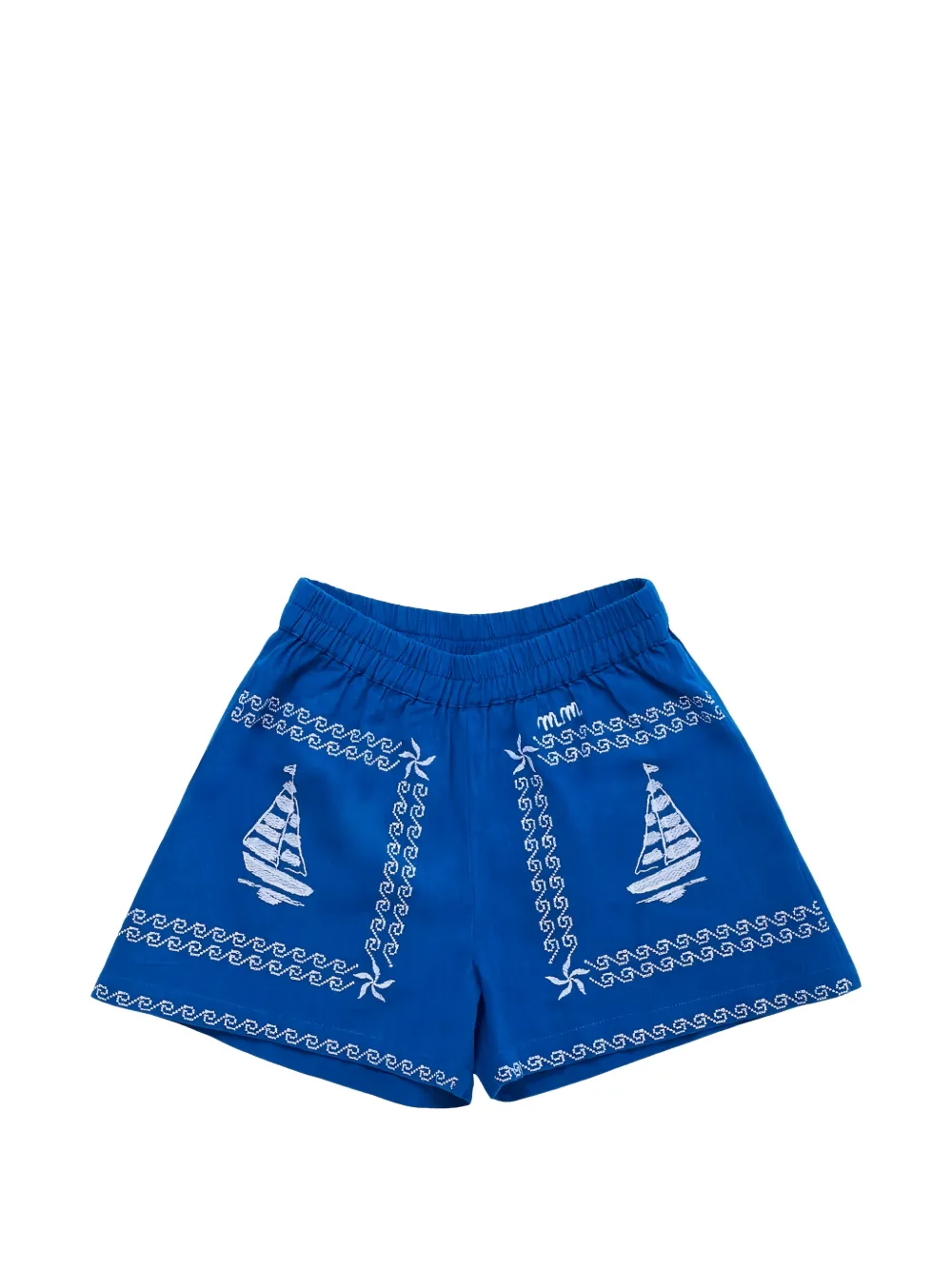 MAISON MANGOSTAN KIDS Barcos embroidered shorts - Blu